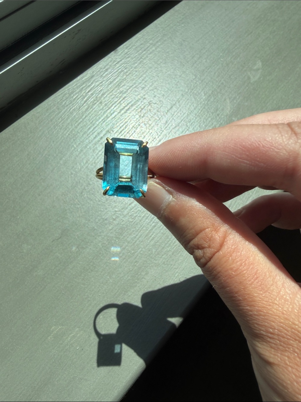 Rosanne Pugliese 18K & Emerald-Cut Dark London Blue Topaz Ring